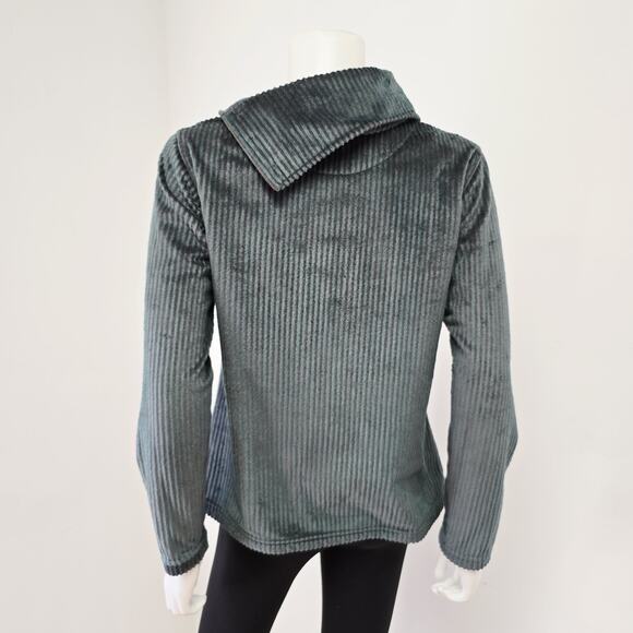 Wooly Bully Wear Colorado Pullover Sweater Size M Gray Velour Convertible Neck - Picture 3 of 7